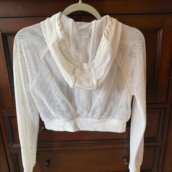 Blanc Noir Cropped Zip Mesh Hoodie in White Size: Small (S) - Picture 2 of 3